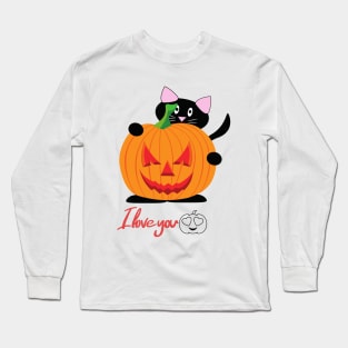 LOVE YOU HALLOWEEN CUTE CAT Long Sleeve T-Shirt